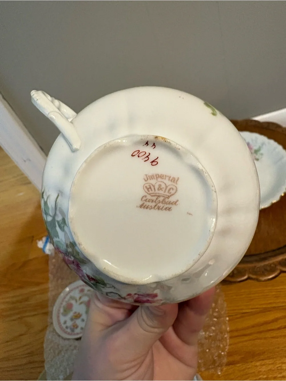 Antique Carlsbad Austria Mustache Teacup and Saucer